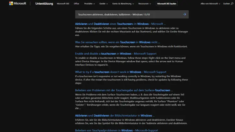 Touchscreen aktivieren, deaktivieren, kalibrieren - Windows 1110