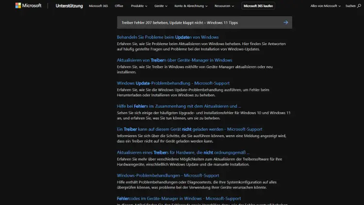 Treiber Fehler 207 beheben, Update klappt nicht – Windows 11 Tipps