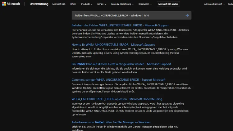 Treiber fixen WHEA_UNCORRECTABLE_ERROR – Windows 1110