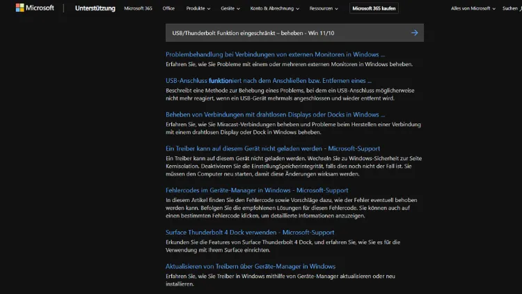 USBThunderbolt Funktion eingeschränkt – beheben - Win 1110