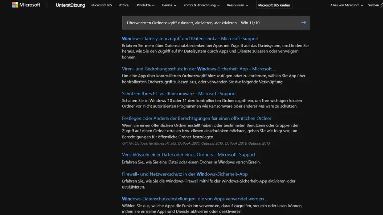 Überwachten Ordnerzugriff zulassen, aktivieren, deaktivieren - Win 1110