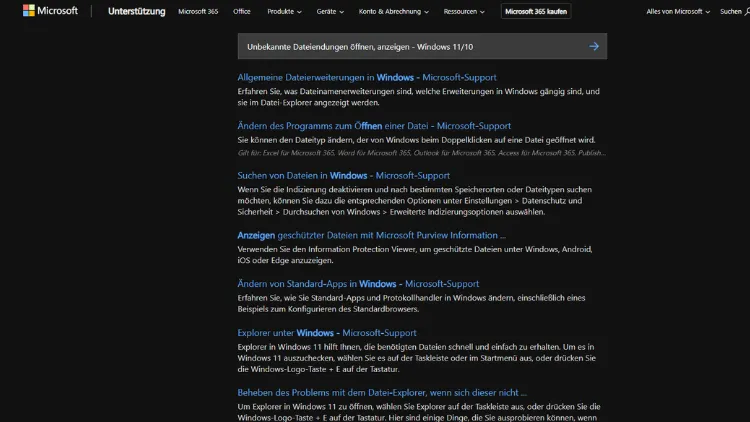 Unbekannte Dateiendungen öffnen, anzeigen - Windows 1110