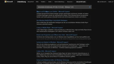 Unterstützte Archivformate ZIP, RAR, 7Z & mehr – Windows 1110