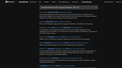Unterstützte Bluetooth-Profile - Bluetooth SIG-Website - Win 1110