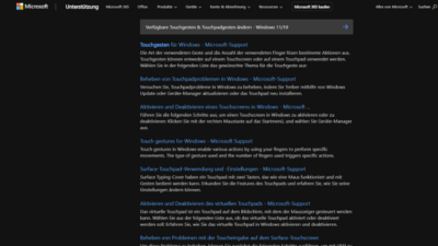 Verfügbare Touchgesten & Touchpadgesten ändern - Windows 1110