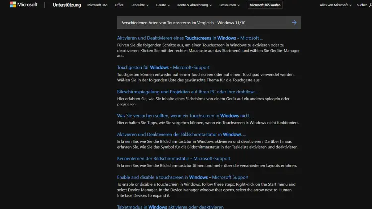 Verschiedenen Arten von Touchscreens im Vergleich - Windows 1110