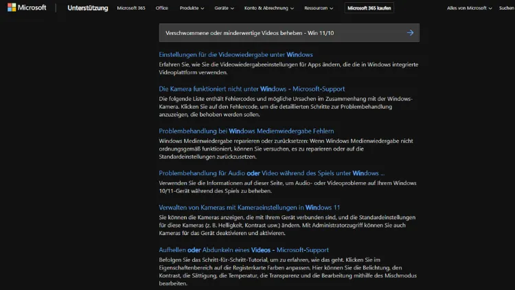 Verschwommene oder minderwertige Videos beheben - Win 1110
