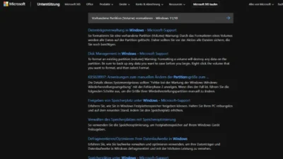 Vorhandene Partition (Volume) vormatieren - Windows 1110