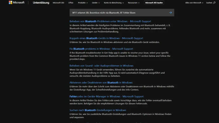 W11 erkennt JBL Boombox nicht via Bluetooth, BT Fehler lösen