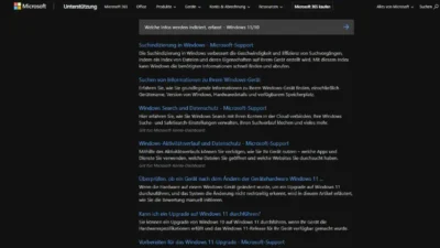 Welche Infos werden indiziert, erfasst – Windows 1110