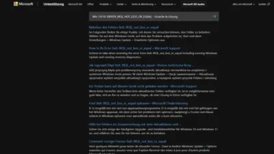 Win 1110 DRIVER_IRQL_NOT_LESS_OR_EQUAL - Ursache & Lösung