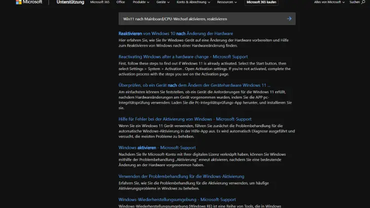 Win11 nach MainboardCPU-Wechsel aktivieren, reaktivieren