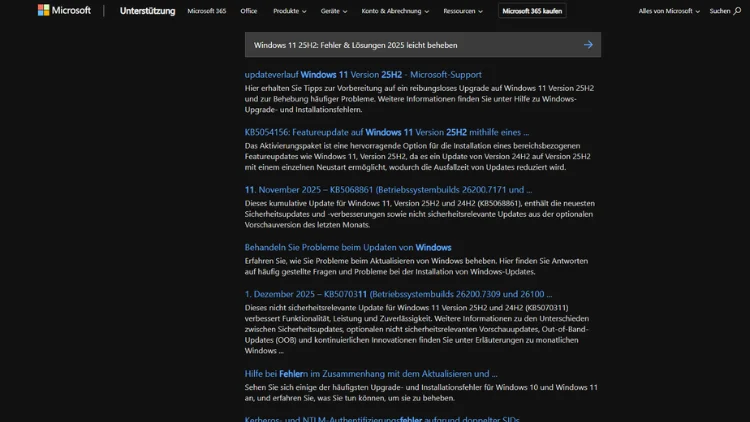 Windows 11 25H2 Fehler & Lösungen 2025 leicht beheben