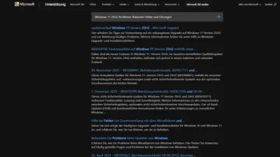 Windows 11 25H2 Probleme Bekannte Fehler und Lösungen