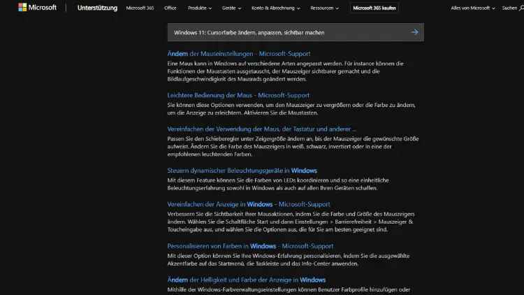 Windows 11 Cursorfarbe ändern, anpassen, sichtbar machen