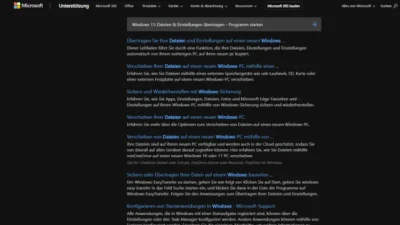 Windows 11 Dateien & Einstellungen übertragen – Programm starten
