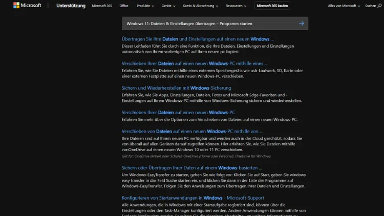 Windows 11 Dateien & Einstellungen übertragen – Programm starten