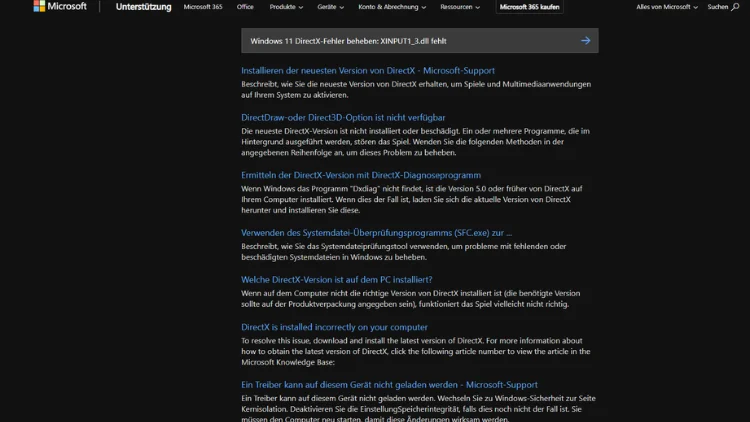 Windows 11 DirectX-Fehler beheben XINPUT1_3.dll fehlt