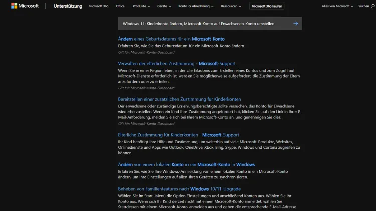 Windows 11 Kinderkonto ändern, Microsoft Konto auf Erwachsenen-Konto umstellen