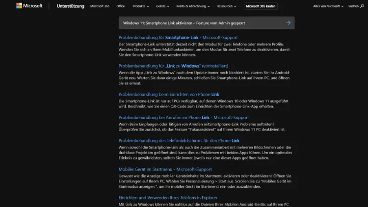 Windows 11 Smartphone Link aktivieren – Feature vom Admin gesperrt