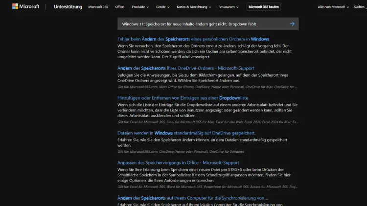 Windows 11 Speicherort für neue Inhalte ändern geht nicht, Dropdown fehlt