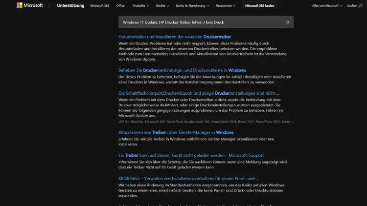 Windows 11 Update HP Drucker Treiber fehlen kein Druck