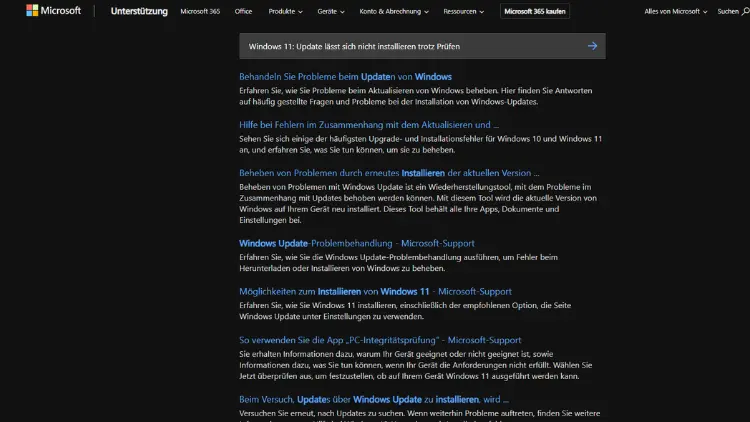 Windows 11 Update lässt sich nicht installieren trotz Prüfen
