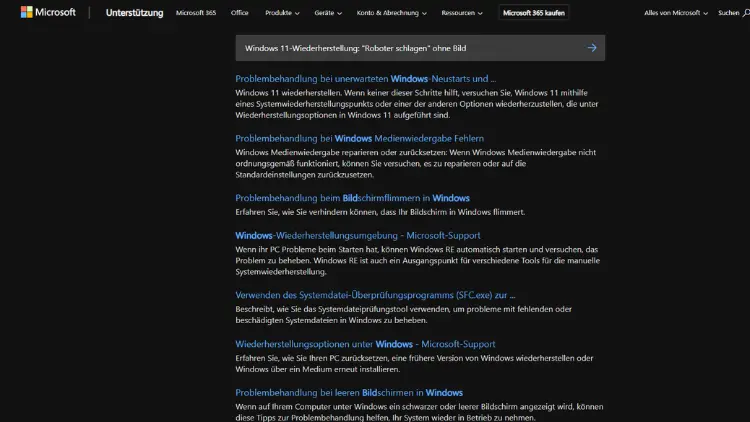 Windows 11-Wiederherstellung Roboter schlagen ohne Bild
