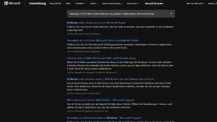 Windows 1110 Altes Gerät entfernen & primäre E-Mail ändern, Microsoft-Konto