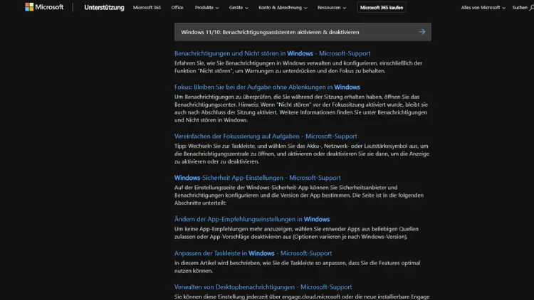 Windows 1110 Benachrichtigungsassistenten aktivieren & deaktivieren