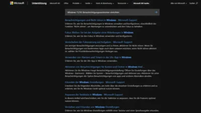 Windows 1110 Benachrichtigungsassistenten einrichten