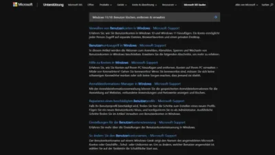 Windows 1110 Benutzer löschen, entfernen & verwalten