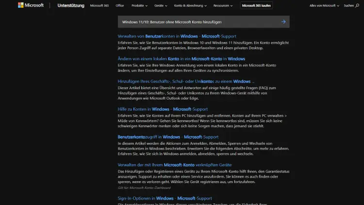 Windows 1110 Benutzer ohne Microsoft Konto hinzufügen