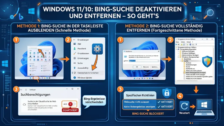 Windows 11/10: Bing-Suche deaktivieren und entfernen – So geht’s