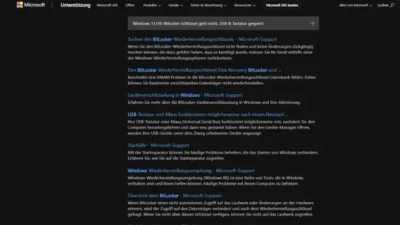 Windows 1110 Bitlocker Schlüssel geht nicht, USB & Tastatur gesperrt