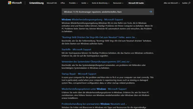 Windows 1110 Bootmanager reparieren, wiederherstellen, fixen