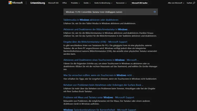 Windows 1110 Convertible-Tastatur trotz Umklappen nutzen