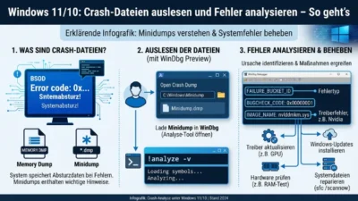 Windows 11/10: Crash-Dateien auslesen und Fehler analysieren – So geht’s