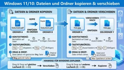 Windows 11/10: Dateien und Ordner kopieren und verschieben – So geht’s