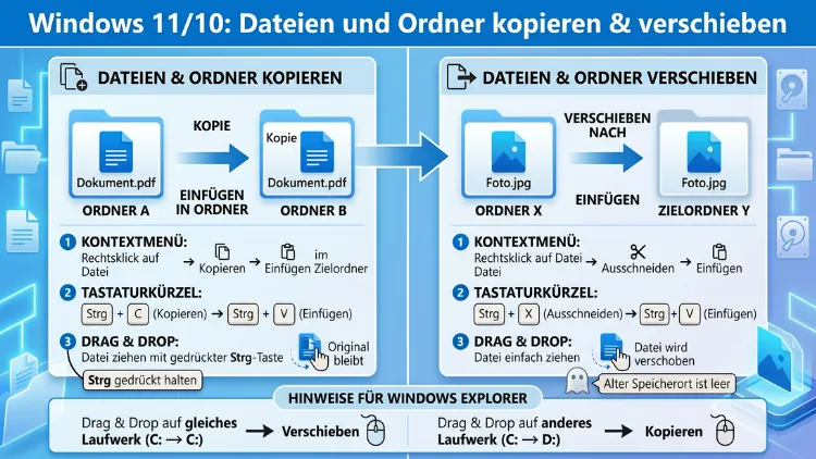 Windows 11/10: Dateien und Ordner kopieren und verschieben – So geht’s