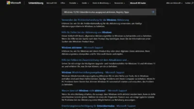 Windows 1110 Entwicklermodus ausgegraut aktivieren, Registry Tipps