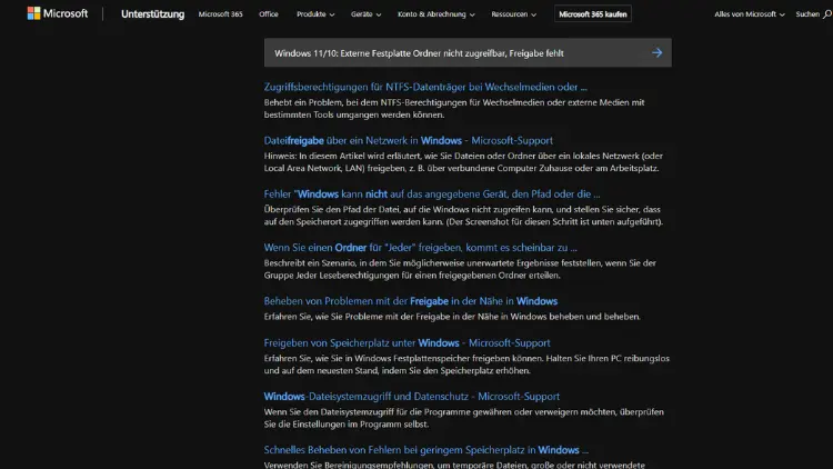 Windows 1110 Externe Festplatte Ordner nicht zugreifbar, Freigabe fehlt