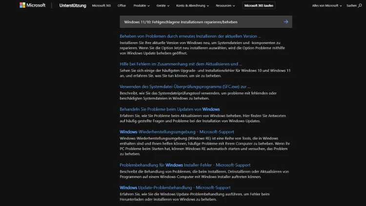 Windows 1110 Fehlgeschlagene Installationen reparierenbeheben