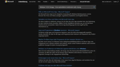 Windows 1110 Fotoapp – Fotos weiterblättern funktioniert nicht, Lösung