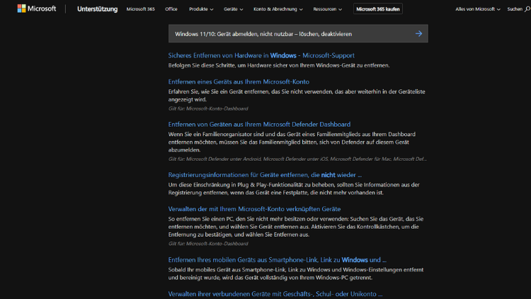 Windows 1110 Gerät abmelden, nicht nutzbar – löschen, deaktivieren
