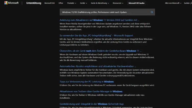 Windows 1110 Grafikleistung prüfen, Performance sinkt nach Update