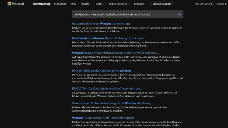 Windows 1110 Hardware-Stapelschutz aktivieren trotz EasyAntiCheat