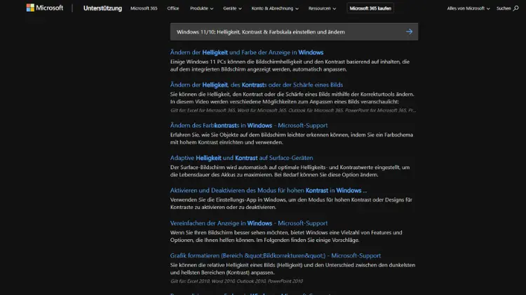 Windows 1110 Helligkeit, Kontrast & Farbskala einstellen und ändern