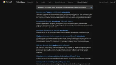 Windows 1110 Hotmail wieder hinzufügen, Account verbinden, Authenticator Problem