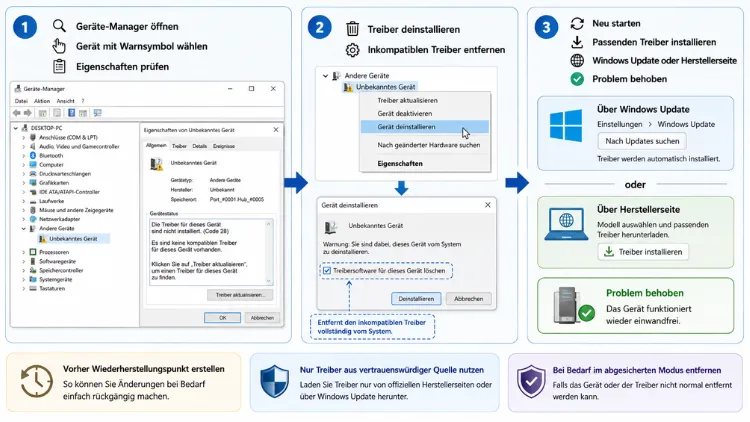 Windows 11/10: inkompatible Treiber löschen, entfernen, beheben